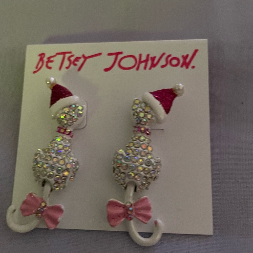 Betsey j Xmas kitty earrings